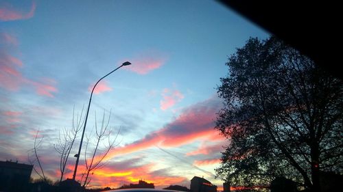 Low angle view of silhouette trees against sky during sunset