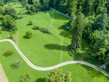 High angle view of golf course