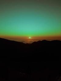 Scenic view of silhouette landscape against clear sky at sunset