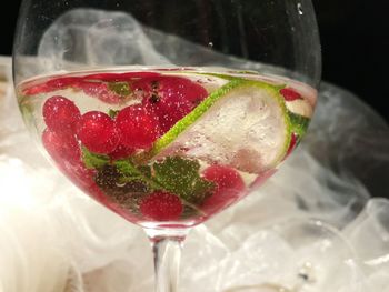 Close-up of red food on table