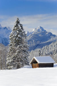 Romantic landscape at winter in bavaria, germany