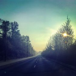 Road amidst trees against sky during winter