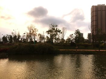 Scenic view of lake against sky