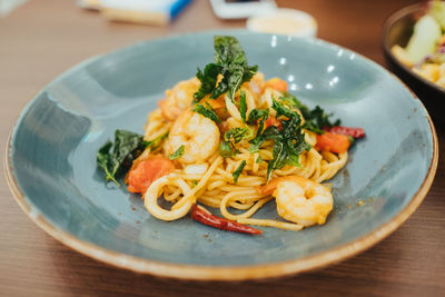 Close-up of meal served in plate