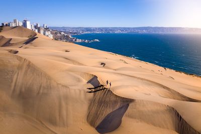 Scenic view of beach against clear sky