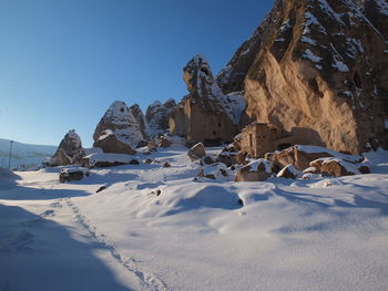 Panoramic view of snowcapped mountain against sky