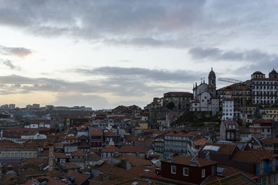 High angle view of townscape against sky