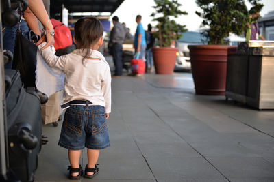 Rear view of toddler