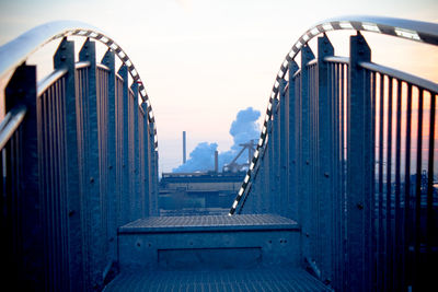 Metallic steps in factory