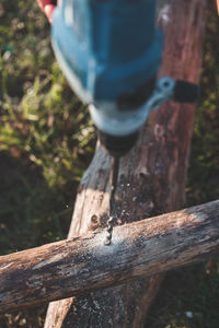 Close-up of water falling from pipe