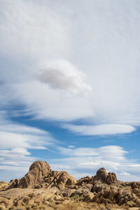 Rock formations on landscape against sky