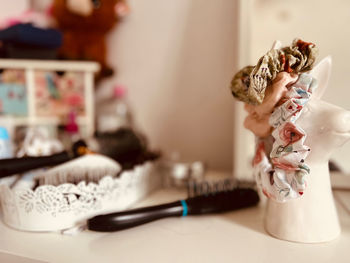 High angle view of woman holding ice cream