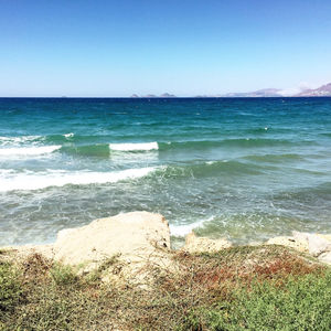 Scenic view of sea against clear sky