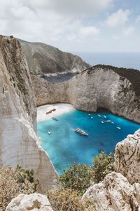 High angle view of a sunny beach