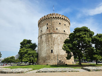 Low angle view of old ruins against sky