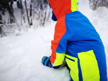 Rear view of person in snow