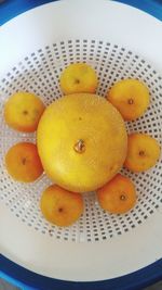 High angle view of fruits in plate