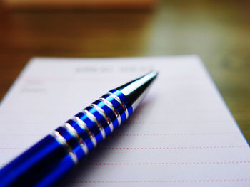 High angle view of pen on table