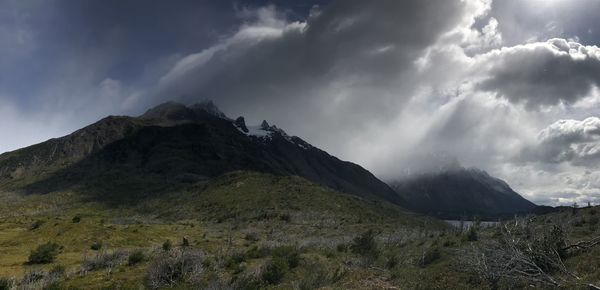 Panoramic view of mountains against sky