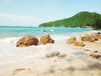 Scenic view of beach against sky