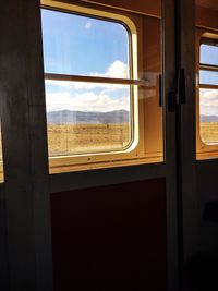 Close-up of train window