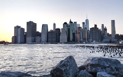 Skyscrapers in city at waterfront
