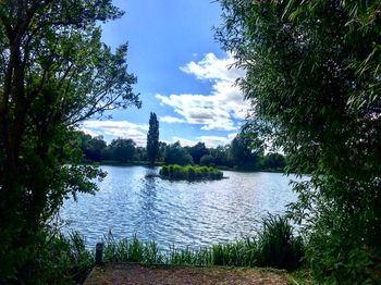 Scenic view of lake against sky