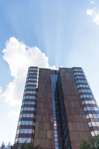 Low angle view of modern buildings against sky