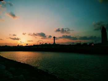 Scenic view of sea at sunset