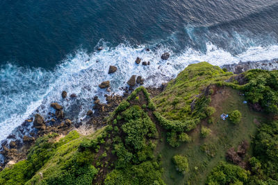 High angle view of beach