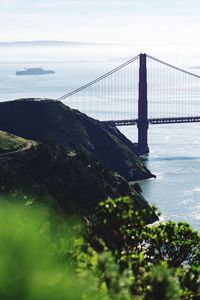 Suspension bridge over sea