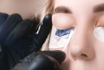 Close-up of woman with face