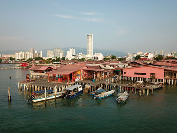 Unesco world heritage georgetown. aerial chew jetty.