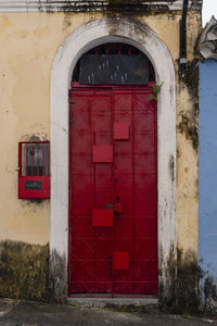 Closed door of old building