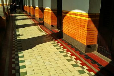 High angle view of tiled floor