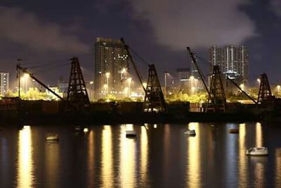 Commercial dock at night