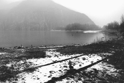 Scenic view of lake against sky