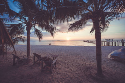 Scenic view of beach during sunset