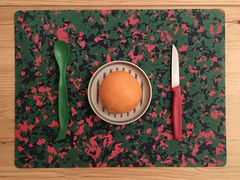 High angle view of food on table