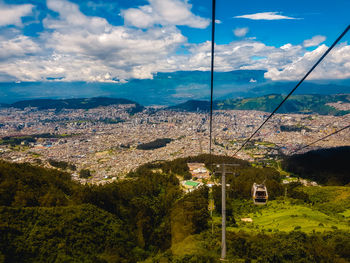 High angle view of city and buildings against sky