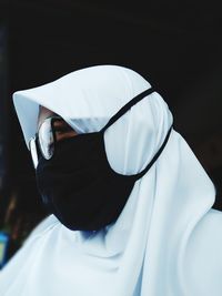 Close-up of woman wearing hijab