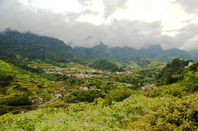 Scenic view of mountains against sky