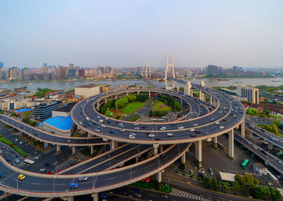 High angle view of elevated road in city