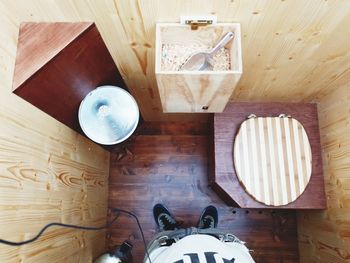 High angle view of drink on table