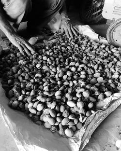 High angle view of vegetables for sale in market