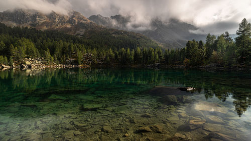 Scenic view of lake and mountains