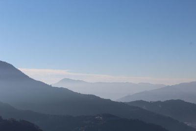 Scenic view of mountains against clear sky