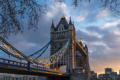 Low angle view of suspension bridge