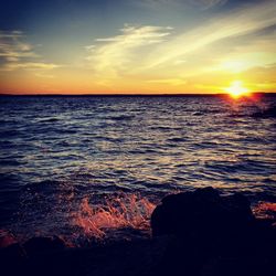 Scenic view of sea at sunset