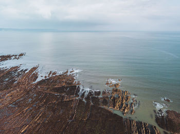 High angle view of sea against sky